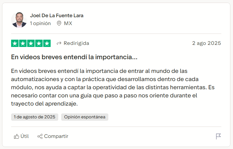 Opinión Alumno Builtd Academy