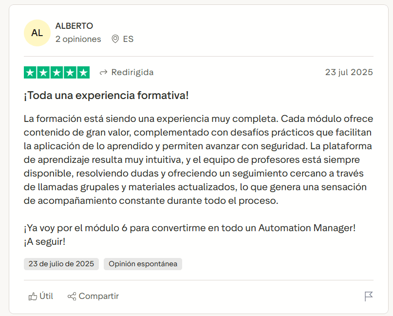 Opinión Alumno Builtd Academy