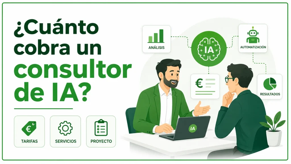 Consultor de inteligencia artificial explicando tarifas, servicios y proyectos a un cliente