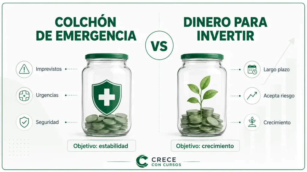 Comparación entre colchón de emergencia y dinero destinado a invertir