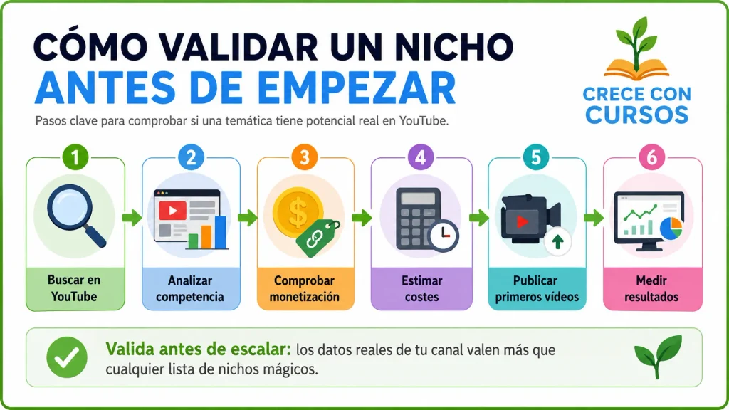 Pasos para validar un nicho de YouTube antes de crear y escalar un canal