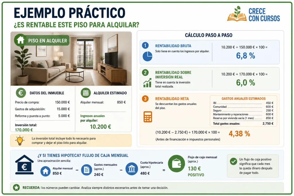 Ejemplo práctico de cálculo de rentabilidad de un piso para alquilar