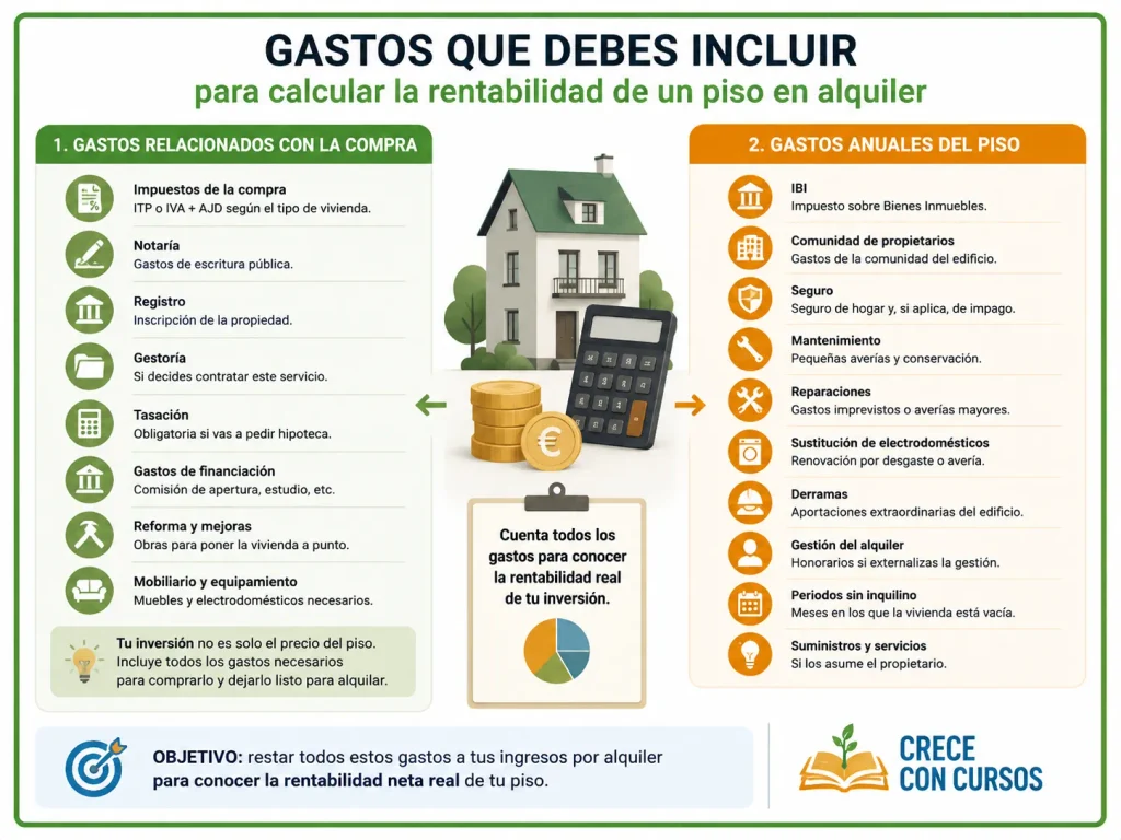 Gastos que debes incluir al calcular la rentabilidad de un piso en alquiler